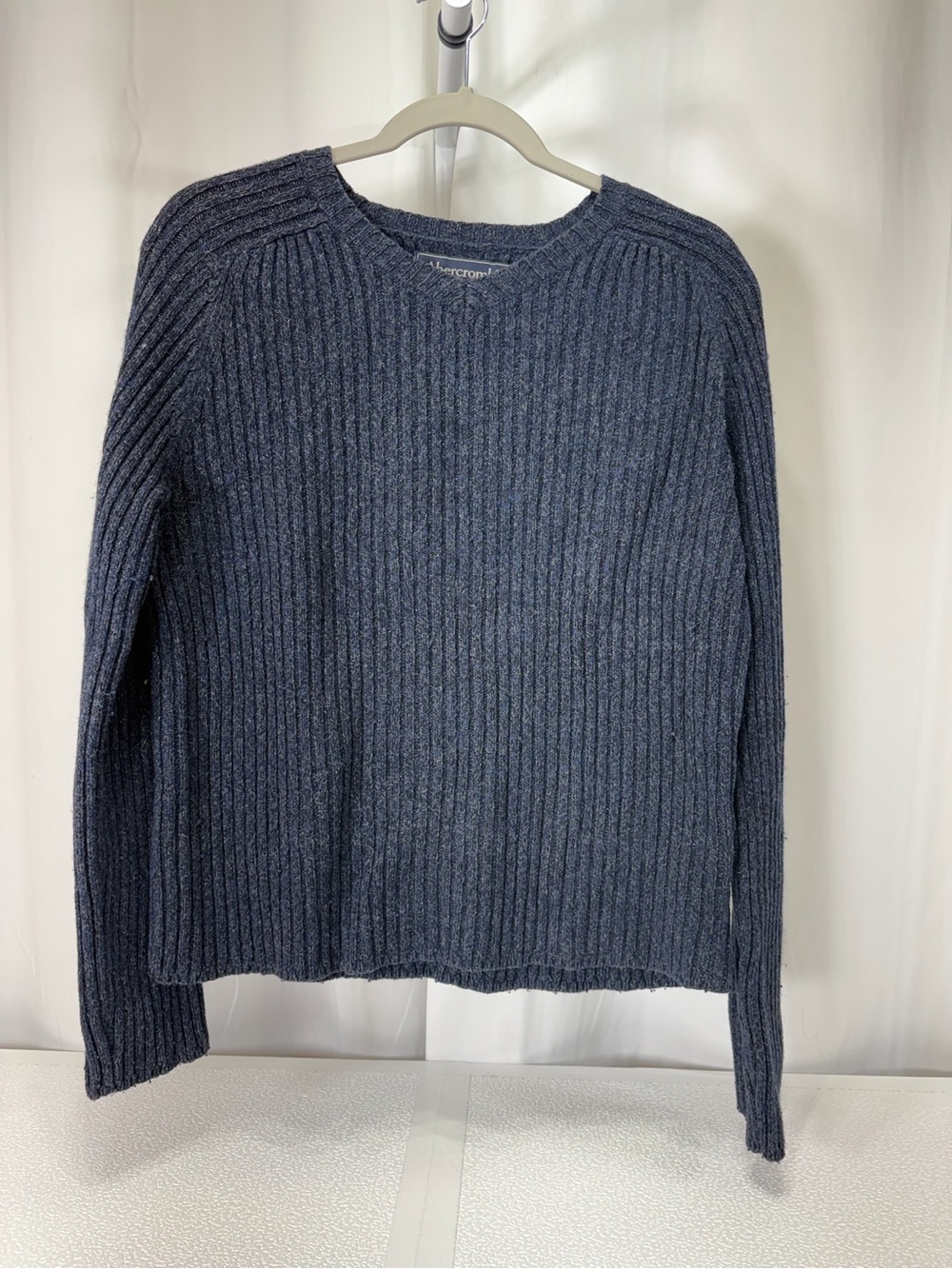 Abercrombie & Fitch Men's Ribbed Crewneck Sweater - Navy Blue 4340